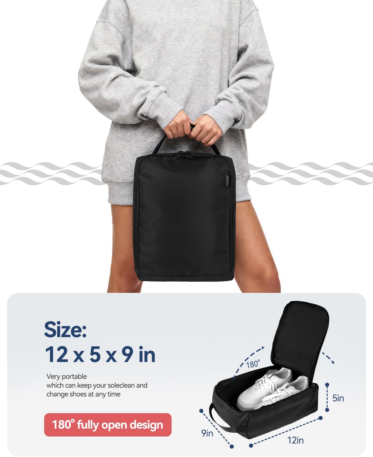 Shoe Bags for Travel - Portable Shoes Storage Bag, Shoe Pouch, Shoe Packing Cubes for Men Women - Classic Black
