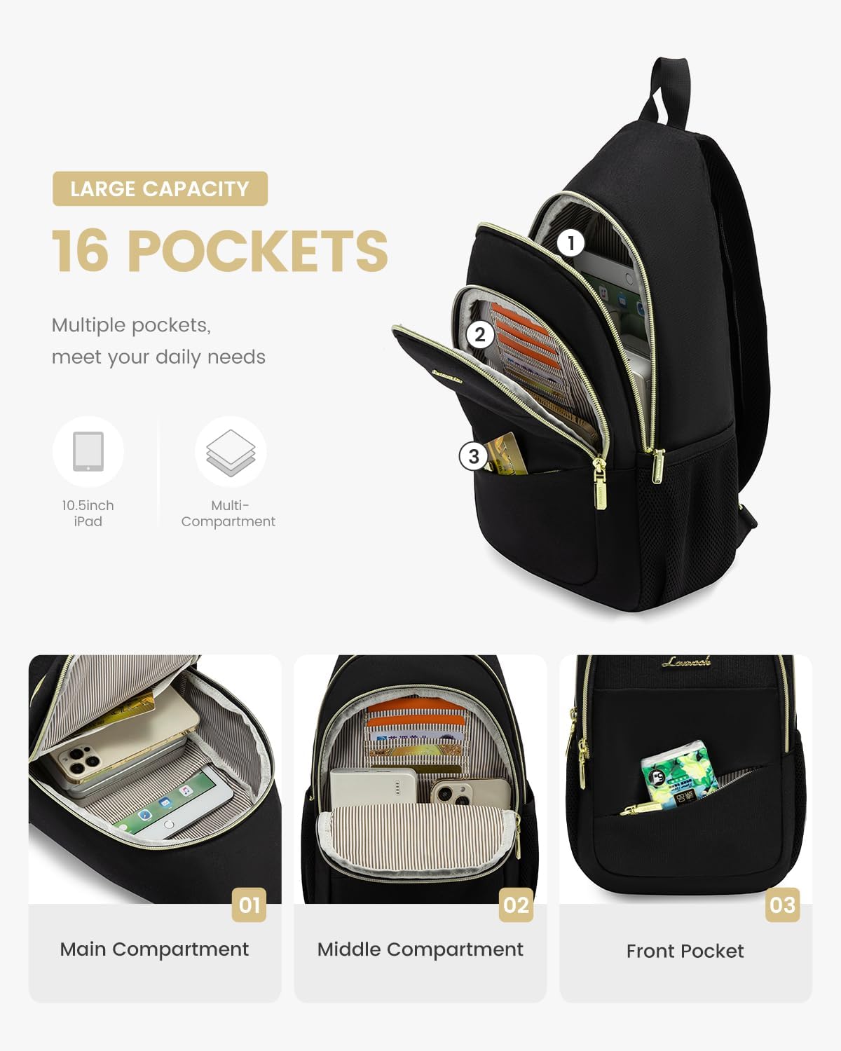 Sling Backpack for Women, Convertible Crossbody, Small Diaper Bag, Water-Resistant Hiking Daypack, Travel Shoulder Chest Bag