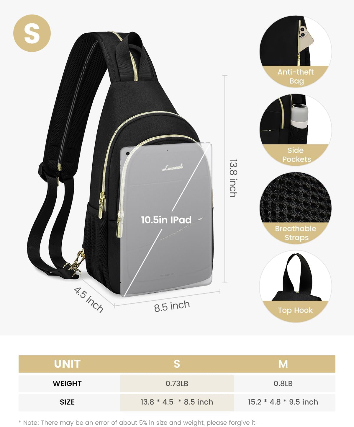 Sling Backpack for Women, Convertible Crossbody, Small Diaper Bag, Water-Resistant Hiking Daypack, Travel Shoulder Chest Bag