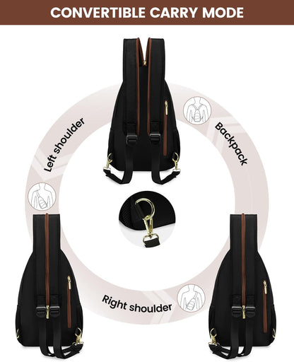 Sling Backpack for Women, Convertible Crossbody, Small Diaper Bag, Water-Resistant Hiking Daypack, Travel Shoulder Chest Bag