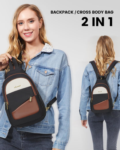 Sling Backpack for Women, Convertible Crossbody, Small Diaper Bag, Water-Resistant Hiking Daypack, Travel Shoulder Chest Bag