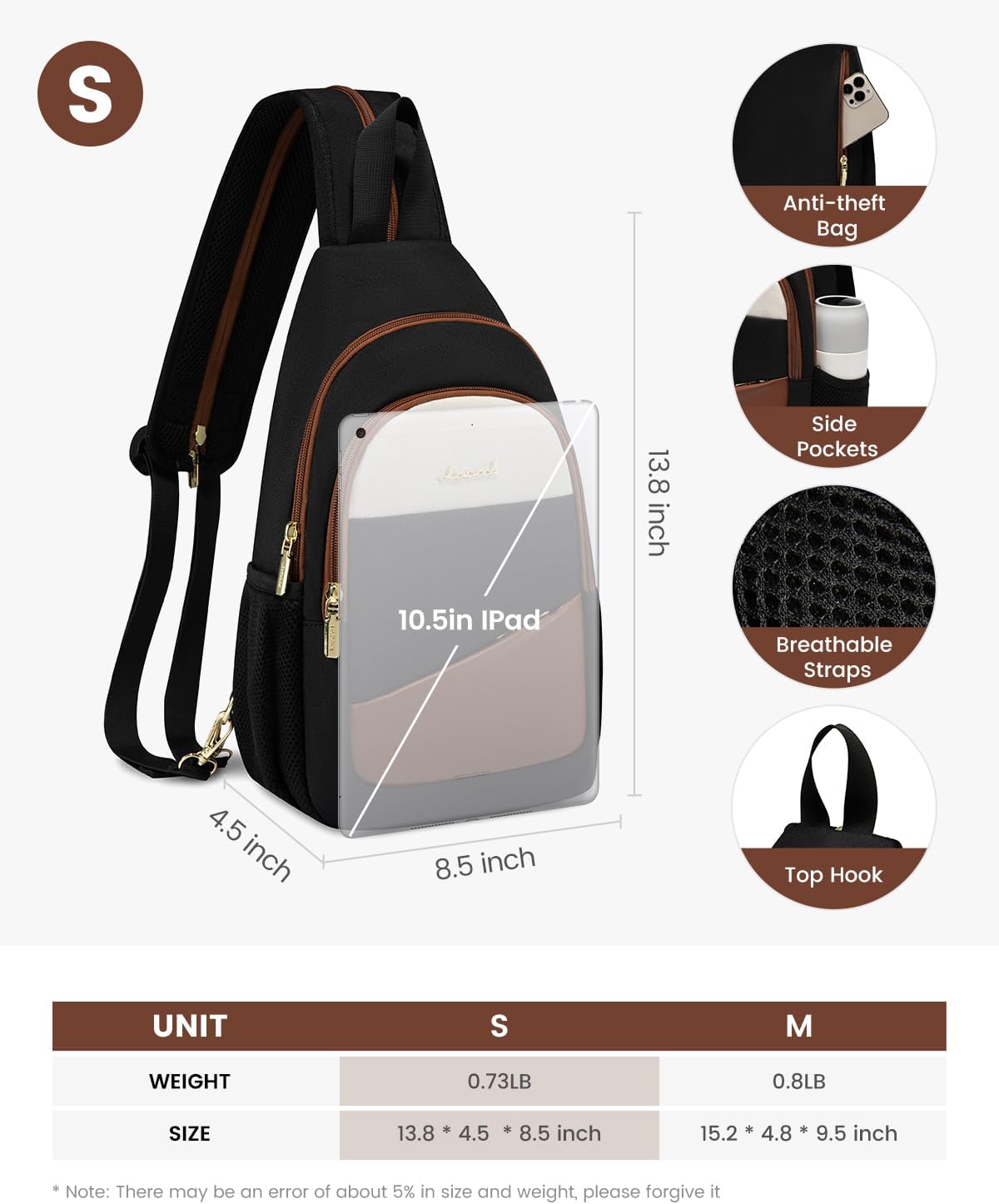Sling Backpack for Women, Convertible Crossbody, Small Diaper Bag, Water-Resistant Hiking Daypack, Travel Shoulder Chest Bag