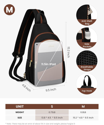 Sling Backpack for Women, Convertible Crossbody, Small Diaper Bag, Water-Resistant Hiking Daypack, Travel Shoulder Chest Bag