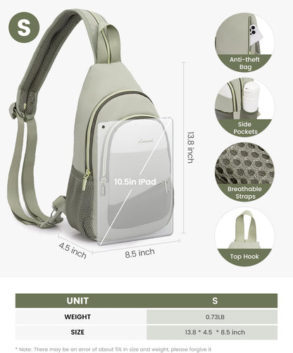 Sling Backpack for Women, Convertible Crossbody, Small Diaper Bag, Water-Resistant Hiking Daypack, Travel Shoulder Chest Bag