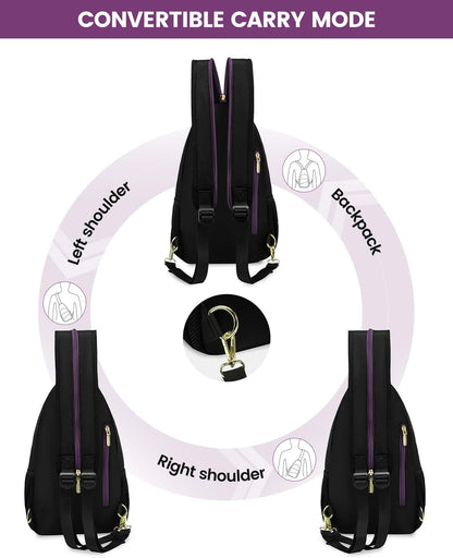 Sling Backpack for Women, Convertible Crossbody, Small Diaper Bag, Water-Resistant Hiking Daypack, Travel Shoulder Chest Bag