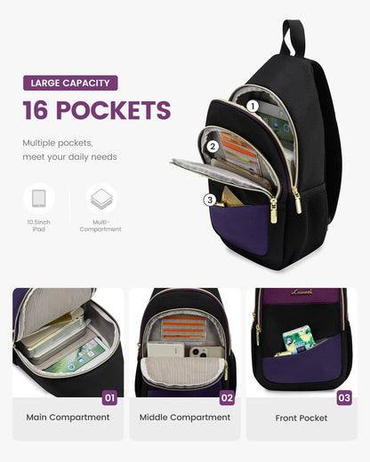 Sling Backpack for Women, Convertible Crossbody, Small Diaper Bag, Water-Resistant Hiking Daypack, Travel Shoulder Chest Bag
