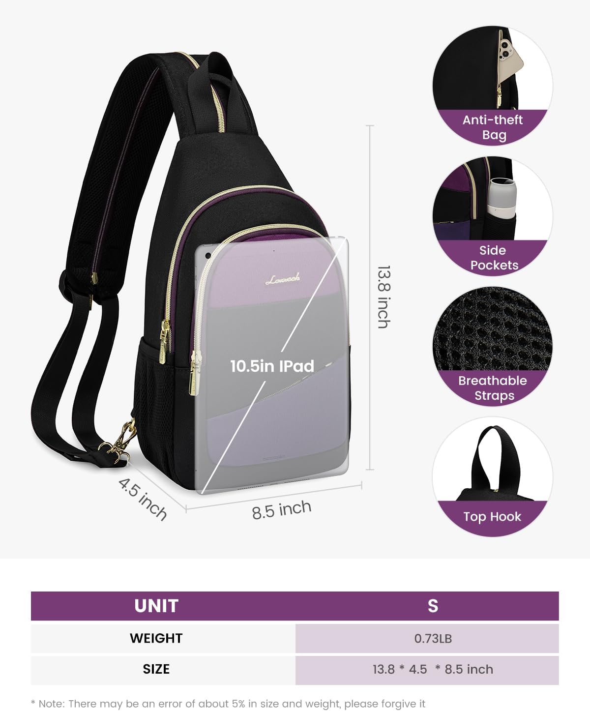 Sling Backpack for Women, Convertible Crossbody, Small Diaper Bag, Water-Resistant Hiking Daypack, Travel Shoulder Chest Bag