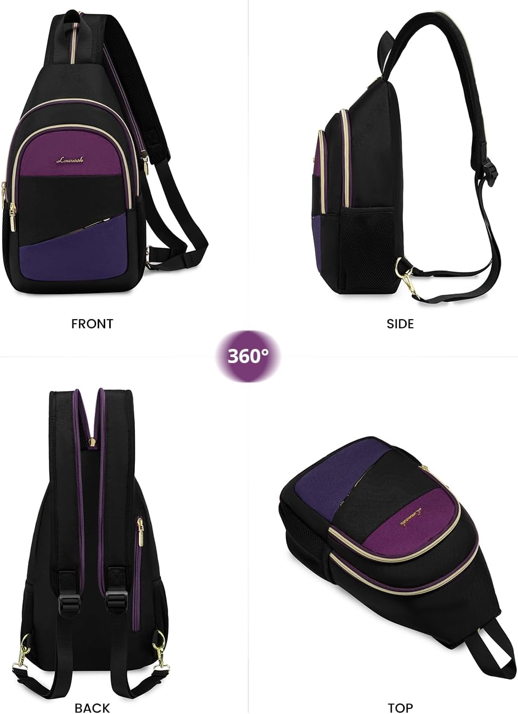 Sling Backpack for Women, Convertible Crossbody, Small Diaper Bag, Water-Resistant Hiking Daypack, Travel Shoulder Chest Bag
