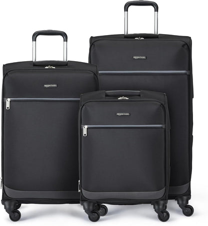 20" Carry-On Luggage, Softside Suitcase With TSA Lock, 8 Spinner Wheels, Telescoping Handle, Front Exterior Pocket, 3 Interior Pockets, Black