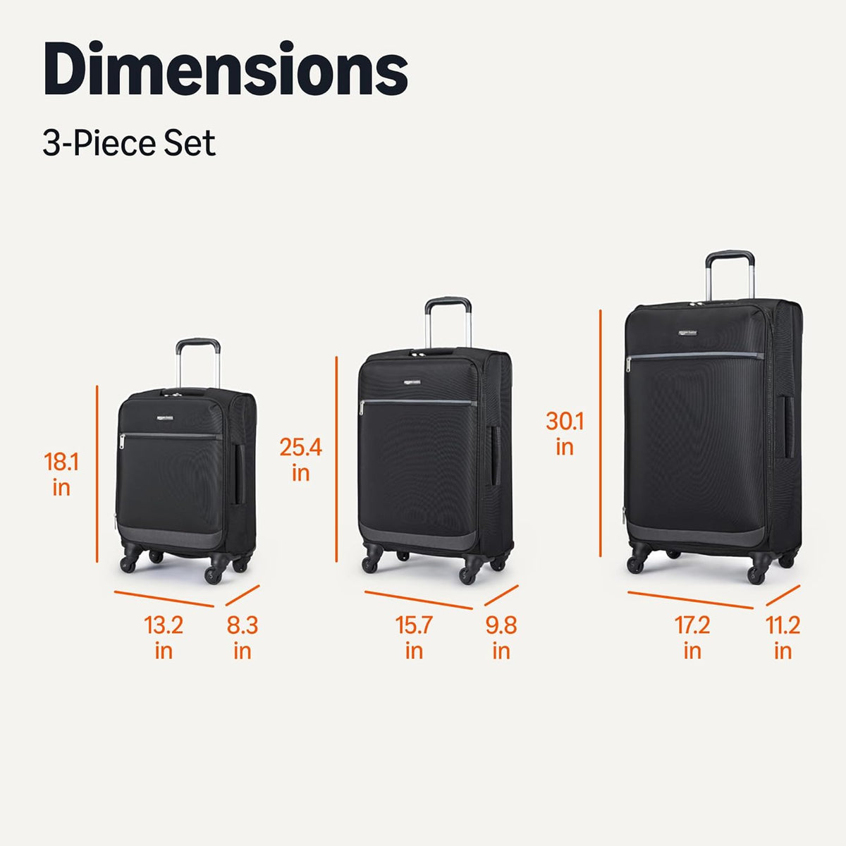 20" Carry-On Luggage, Softside Suitcase With TSA Lock, 8 Spinner Wheels, Telescoping Handle, Front Exterior Pocket, 3 Interior Pockets, Black