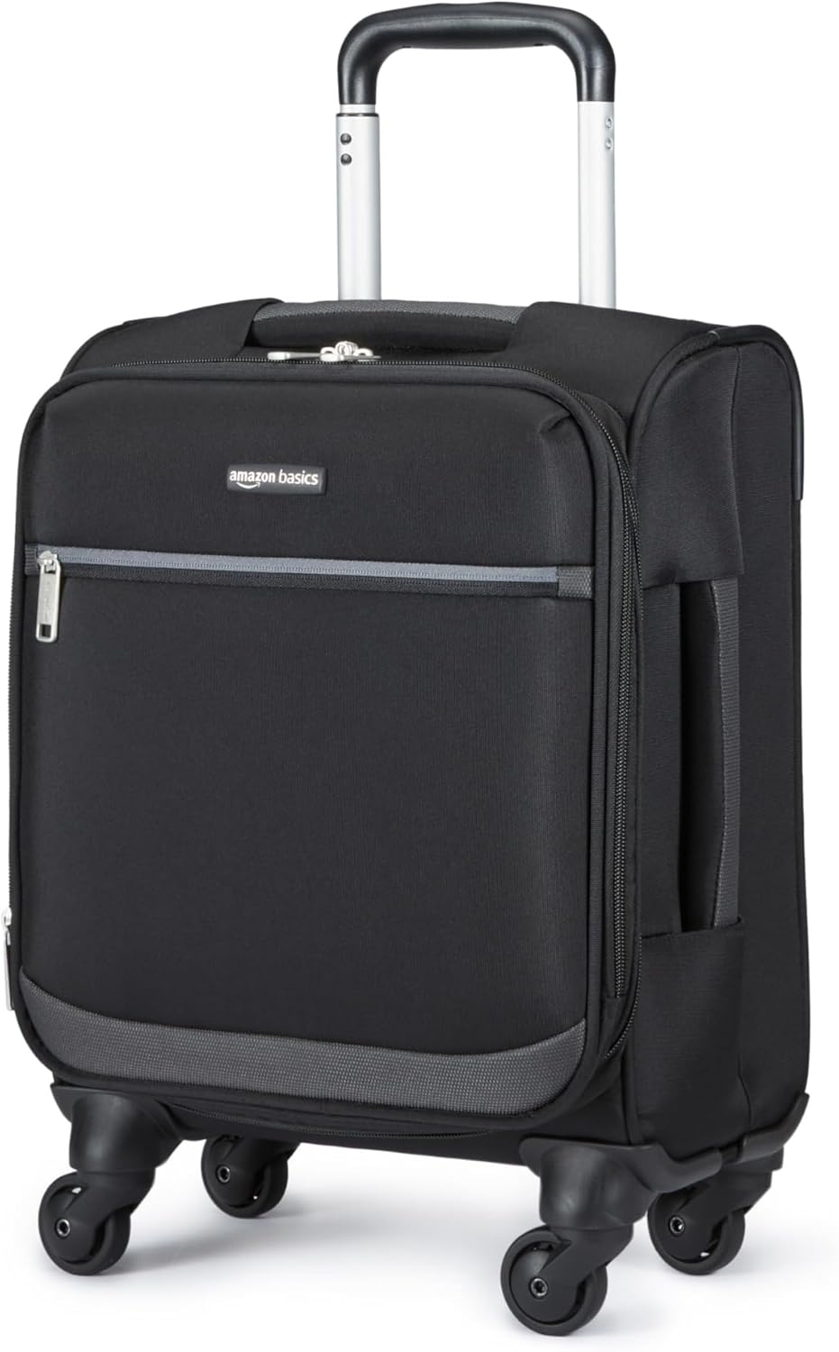 20" Carry-On Luggage, Softside Suitcase With TSA Lock, 8 Spinner Wheels, Telescoping Handle, Front Exterior Pocket, 3 Interior Pockets, Black