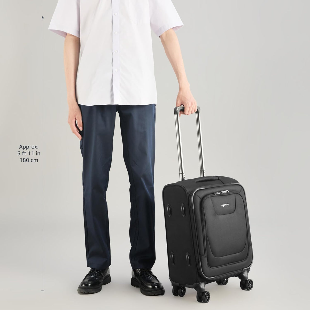 20" Carry-On Luggage, Softside Suitcase With TSA Lock, 8 Spinner Wheels, Telescoping Handle, Front Exterior Pocket, 3 Interior Pockets, Black