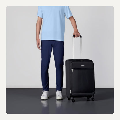 20" Carry-On Luggage, Softside Suitcase With TSA Lock, 8 Spinner Wheels, Telescoping Handle, Front Exterior Pocket, 3 Interior Pockets, Black