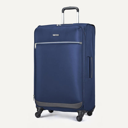 20" Carry-On Luggage, Softside Suitcase With TSA Lock, 8 Spinner Wheels, Telescoping Handle, Front Exterior Pocket, 3 Interior Pockets, Black