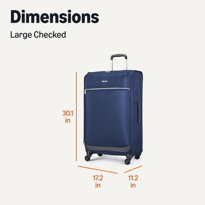 20" Carry-On Luggage, Softside Suitcase With TSA Lock, 8 Spinner Wheels, Telescoping Handle, Front Exterior Pocket, 3 Interior Pockets, Black