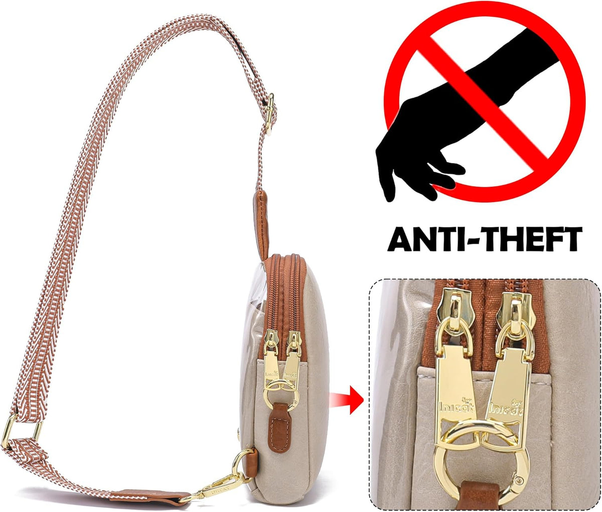 Touchscreen Crossbody Phone Purse, Small Sling Bag for Women | Back touchscreen window for phone access, RFID card slots,anti-theft buckle for travel & everyday use.