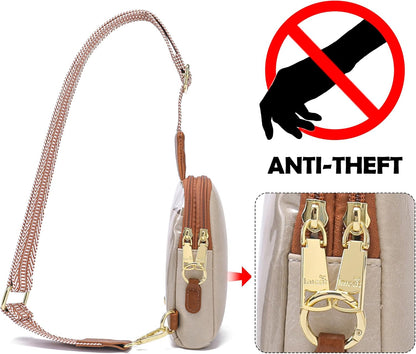 Touchscreen Crossbody Phone Purse, Small Sling Bag for Women | Back touchscreen window for phone access, RFID card slots,anti-theft buckle for travel & everyday use.