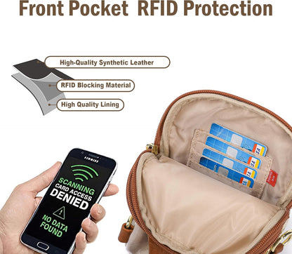 Touchscreen Crossbody Phone Purse, Small Sling Bag for Women | Back touchscreen window for phone access, RFID card slots,anti-theft buckle for travel & everyday use.
