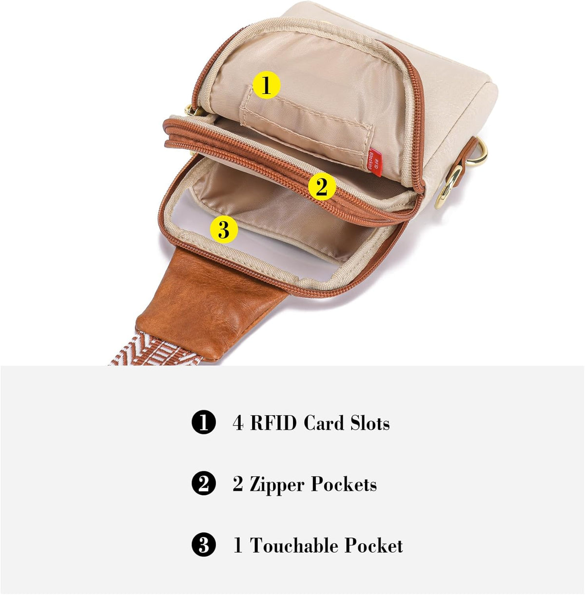 Touchscreen Crossbody Phone Purse, Small Sling Bag for Women | Back touchscreen window for phone access, RFID card slots,anti-theft buckle for travel & everyday use.