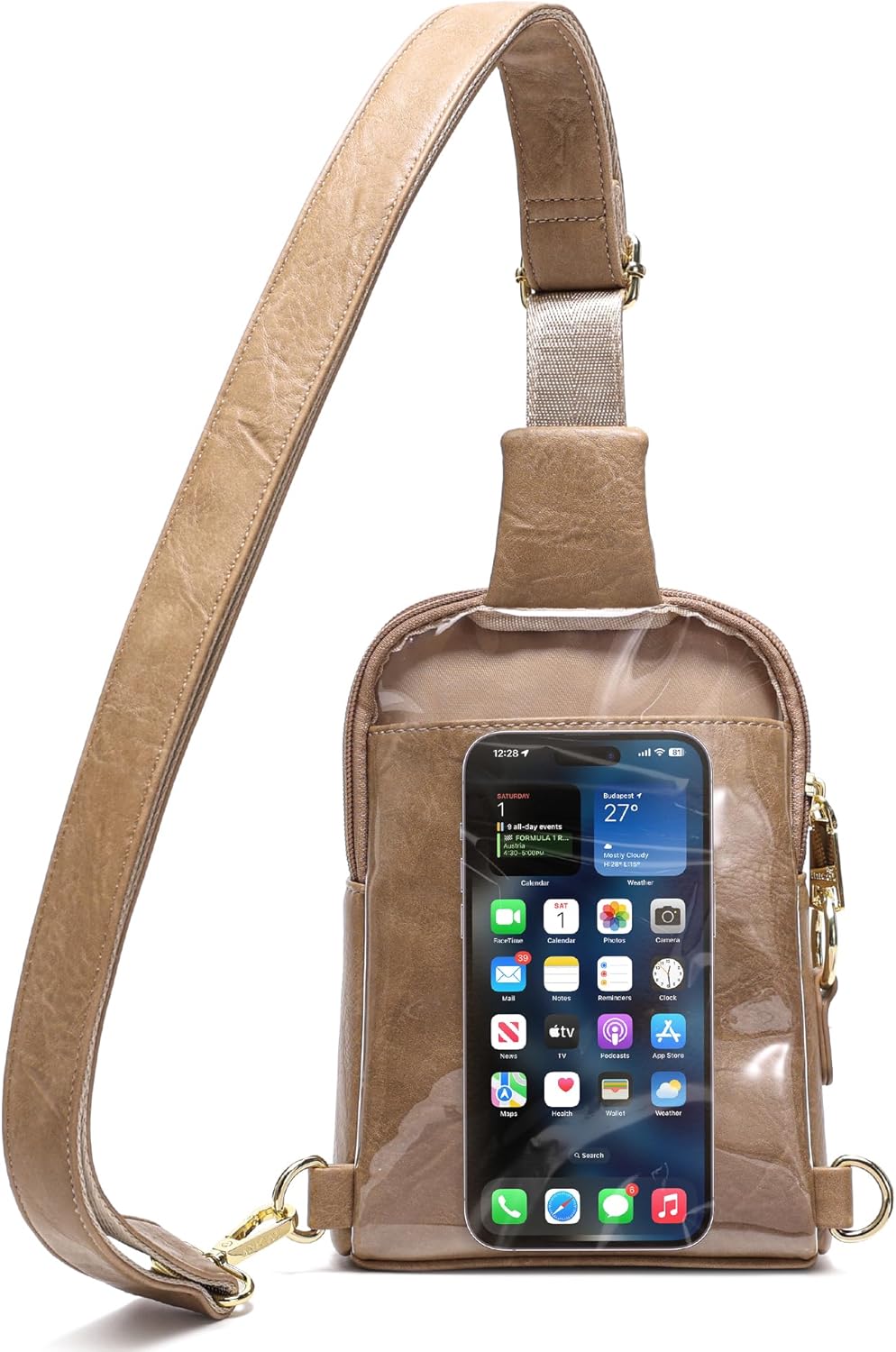 Touchscreen Crossbody Phone Purse, Small Sling Bag for Women | Back touchscreen window for phone access, RFID card slots,anti-theft buckle for travel & everyday use.