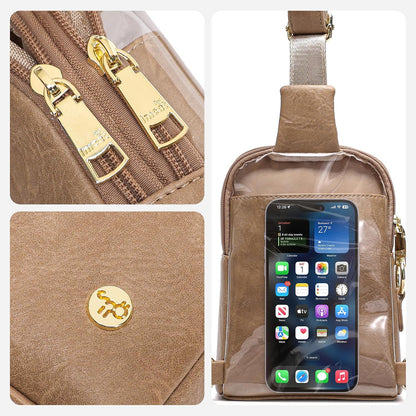 Touchscreen Crossbody Phone Purse, Small Sling Bag for Women | Back touchscreen window for phone access, RFID card slots,anti-theft buckle for travel & everyday use.
