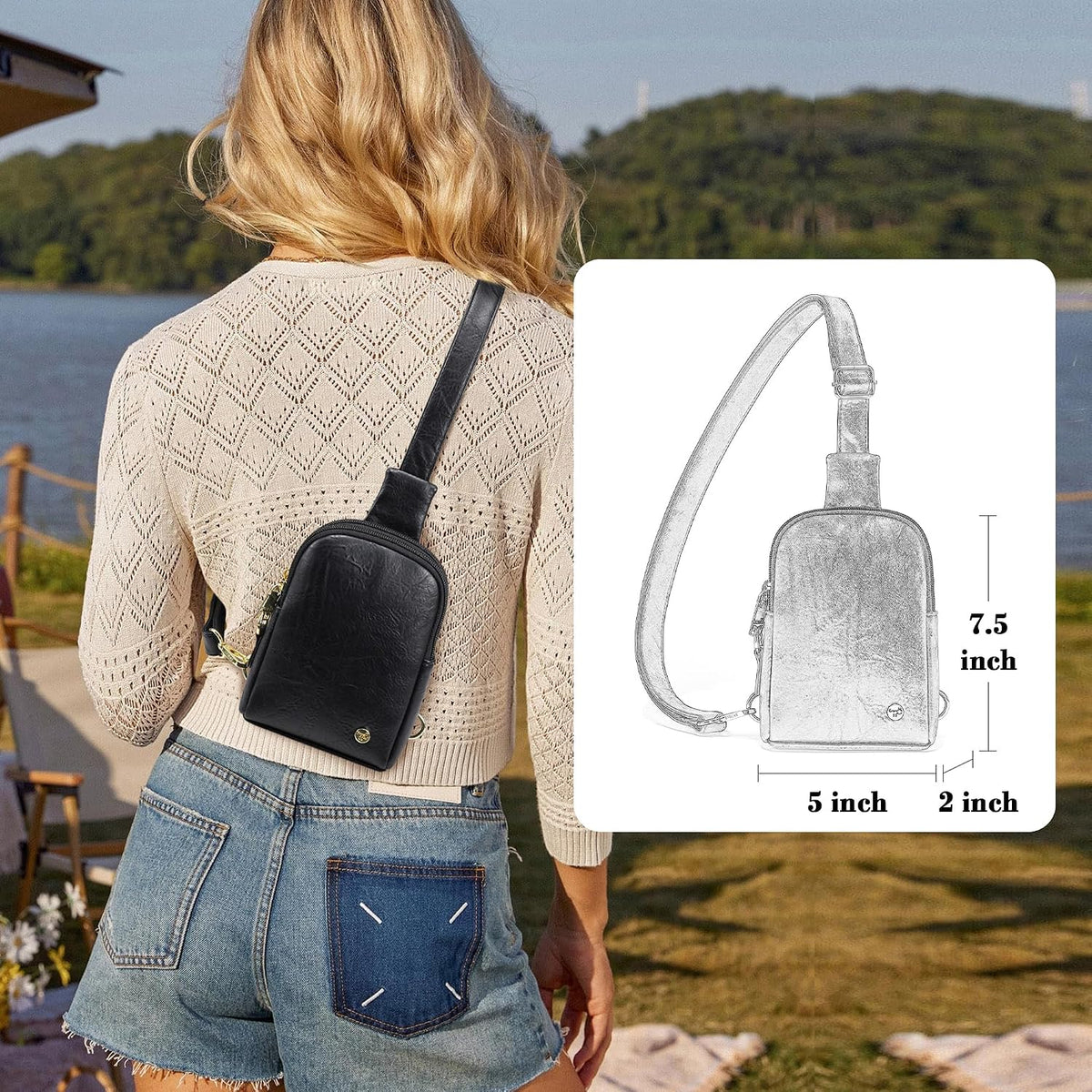 Touchscreen Crossbody Phone Purse, Small Sling Bag for Women | Back touchscreen window for phone access, RFID card slots,anti-theft buckle for travel & everyday use.