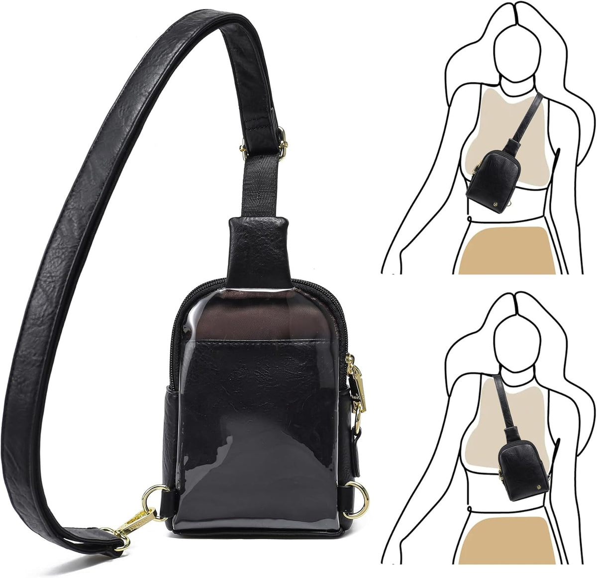 Touchscreen Crossbody Phone Purse, Small Sling Bag for Women | Back touchscreen window for phone access, RFID card slots,anti-theft buckle for travel & everyday use.