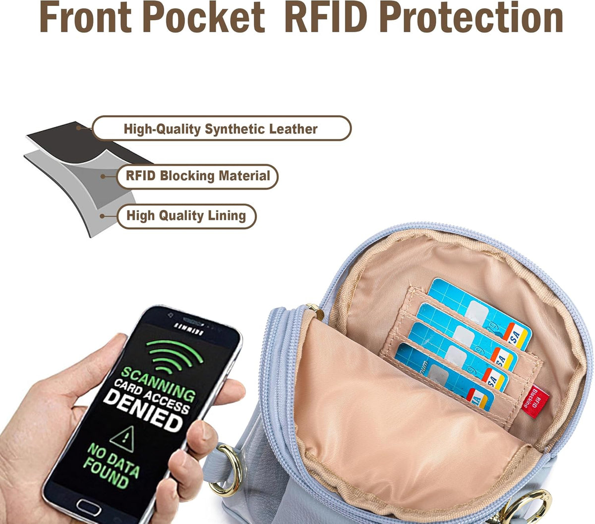 Touchscreen Crossbody Phone Purse, Small Sling Bag for Women | Back touchscreen window for phone access, RFID card slots,anti-theft buckle for travel & everyday use.