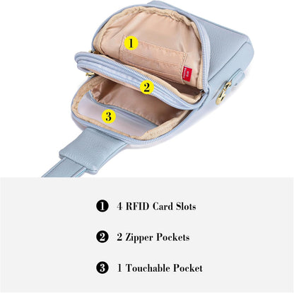 Touchscreen Crossbody Phone Purse, Small Sling Bag for Women | Back touchscreen window for phone access, RFID card slots,anti-theft buckle for travel & everyday use.