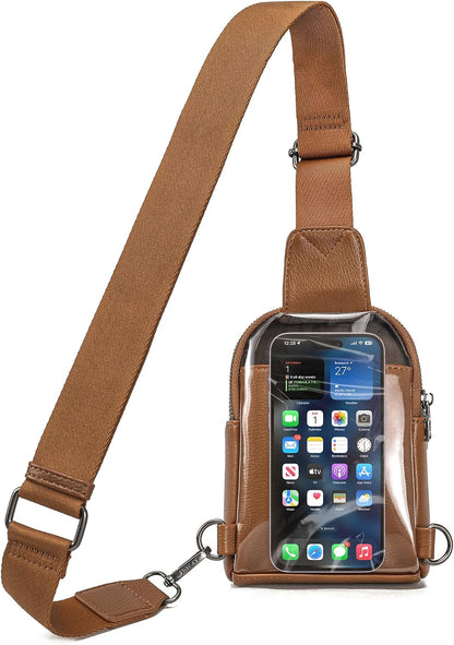 Touchscreen Crossbody Phone Purse, Small Sling Bag for Women | Back touchscreen window for phone access, RFID card slots,anti-theft buckle for travel & everyday use.