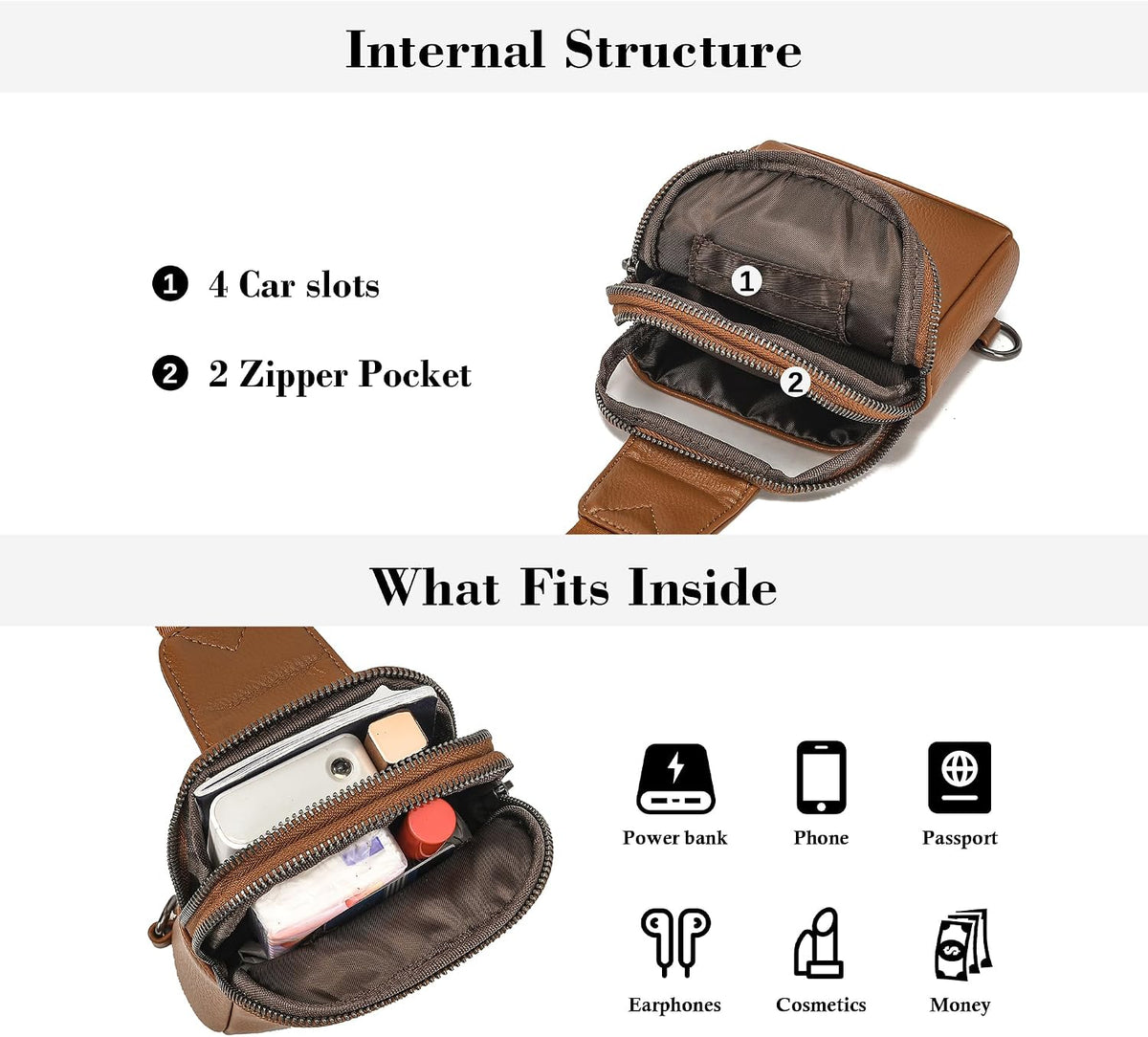 Touchscreen Crossbody Phone Purse, Small Sling Bag for Women | Back touchscreen window for phone access, RFID card slots,anti-theft buckle for travel & everyday use.