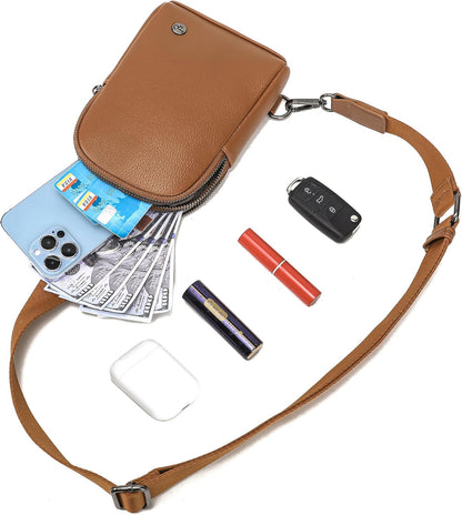 Touchscreen Crossbody Phone Purse, Small Sling Bag for Women | Back touchscreen window for phone access, RFID card slots,anti-theft buckle for travel & everyday use.
