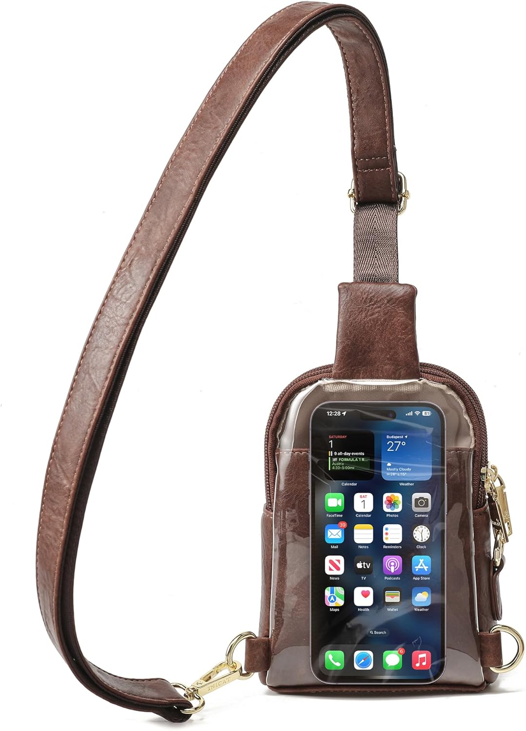 Touchscreen Crossbody Phone Purse, Small Sling Bag for Women | Back touchscreen window for phone access, RFID card slots,anti-theft buckle for travel & everyday use.