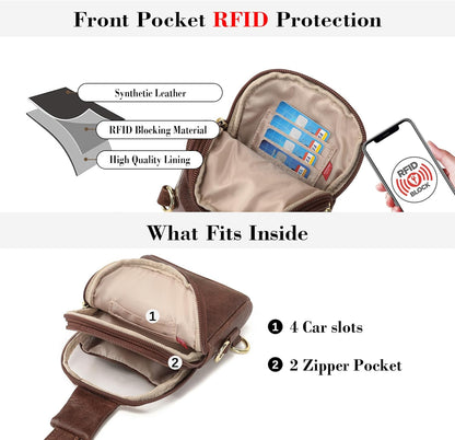 Touchscreen Crossbody Phone Purse, Small Sling Bag for Women | Back touchscreen window for phone access, RFID card slots,anti-theft buckle for travel & everyday use.