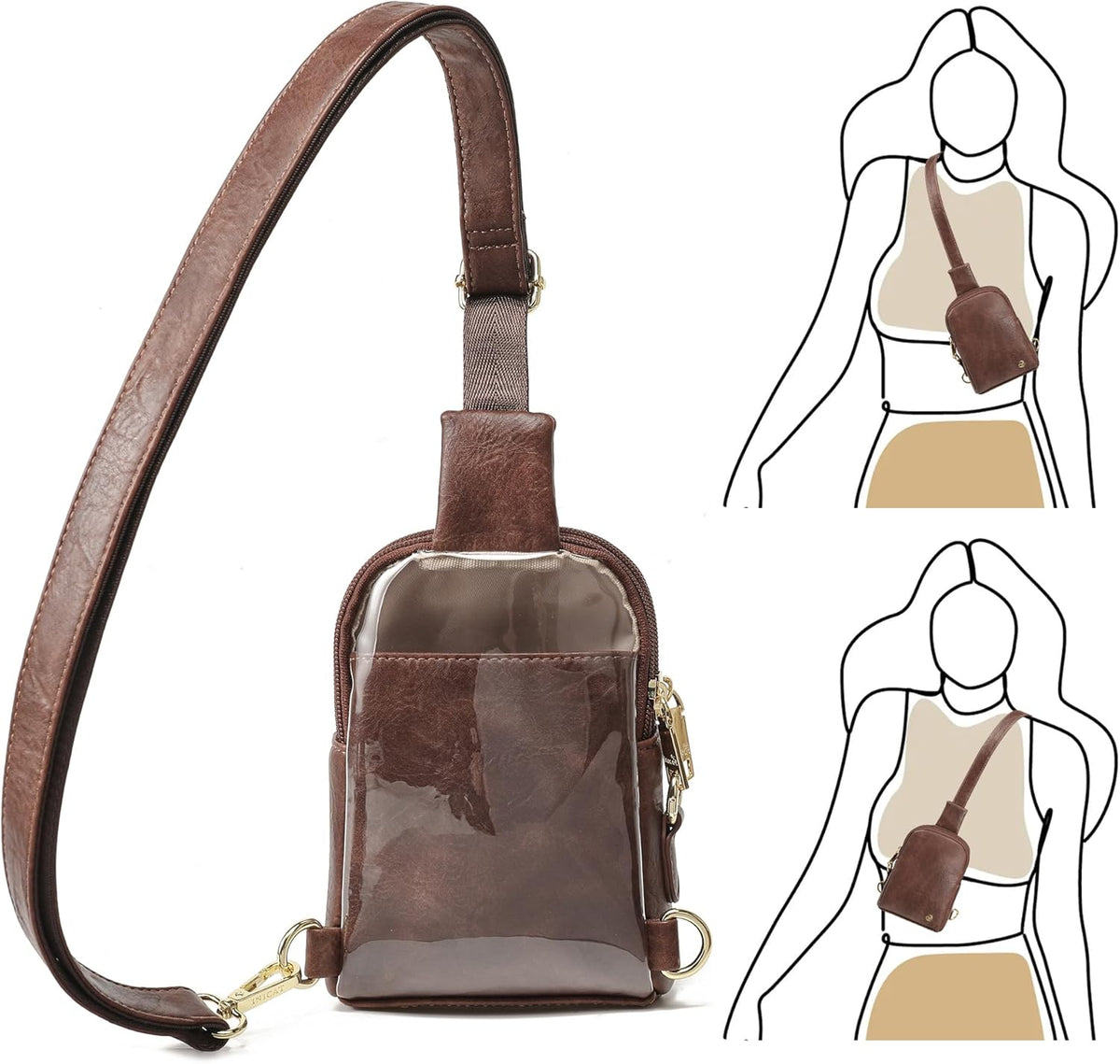 Touchscreen Crossbody Phone Purse, Small Sling Bag for Women | Back touchscreen window for phone access, RFID card slots,anti-theft buckle for travel & everyday use.