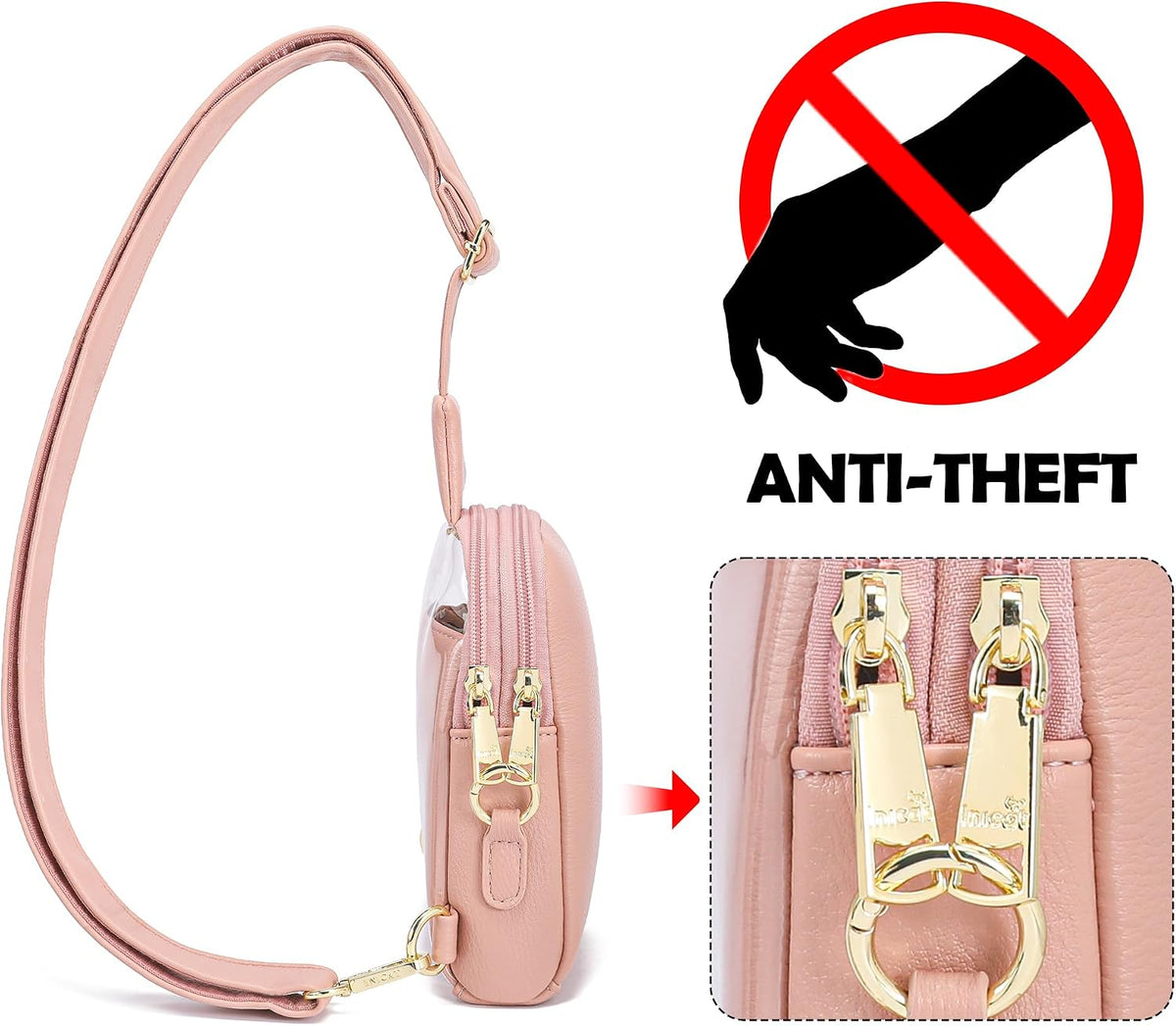 Touchscreen Crossbody Phone Purse, Small Sling Bag for Women | Back touchscreen window for phone access, RFID card slots,anti-theft buckle for travel & everyday use.