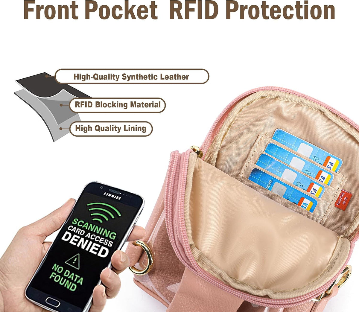 Touchscreen Crossbody Phone Purse, Small Sling Bag for Women | Back touchscreen window for phone access, RFID card slots,anti-theft buckle for travel & everyday use.
