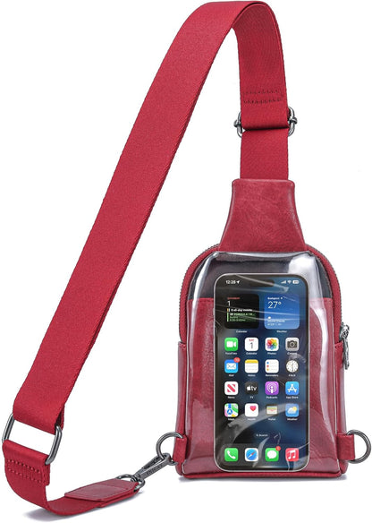 Touchscreen Crossbody Phone Purse, Small Sling Bag for Women | Back touchscreen window for phone access, RFID card slots,anti-theft buckle for travel & everyday use.