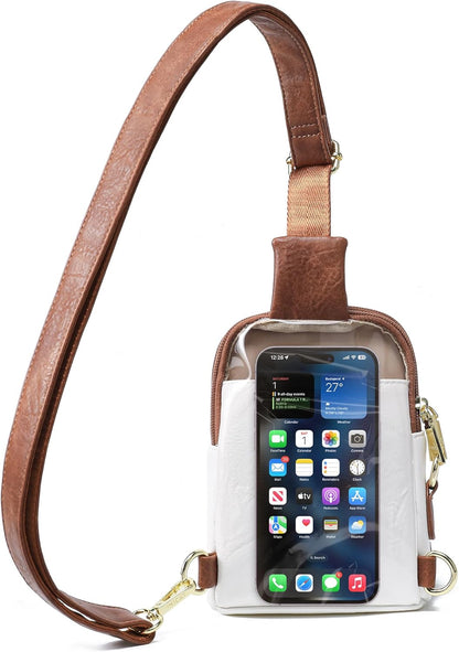 Touchscreen Crossbody Phone Purse, Small Sling Bag for Women | Back touchscreen window for phone access, RFID card slots,anti-theft buckle for travel & everyday use.