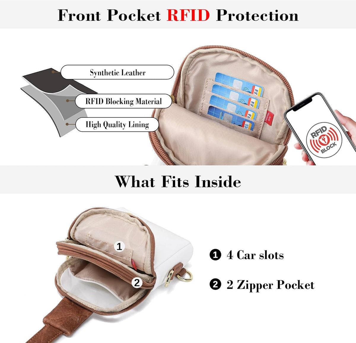 Touchscreen Crossbody Phone Purse, Small Sling Bag for Women | Back touchscreen window for phone access, RFID card slots,anti-theft buckle for travel & everyday use.