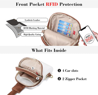 Touchscreen Crossbody Phone Purse, Small Sling Bag for Women | Back touchscreen window for phone access, RFID card slots,anti-theft buckle for travel & everyday use.