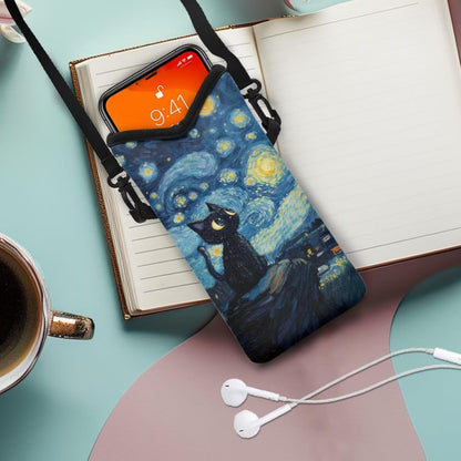 Neoprene Cross Body Phone Bag Pouch for Women Men Waterproof Small Crossbody Bag Protective Smartphone Case Pouch for Cellphone, Keys, Earbuds, Passport, Glitter Butterfly Sparkle Blue