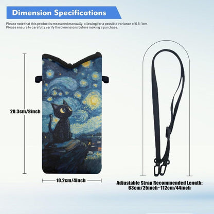 Neoprene Cross Body Phone Bag Pouch for Women Men Waterproof Small Crossbody Bag Protective Smartphone Case Pouch for Cellphone, Keys, Earbuds, Passport, Glitter Butterfly Sparkle Blue