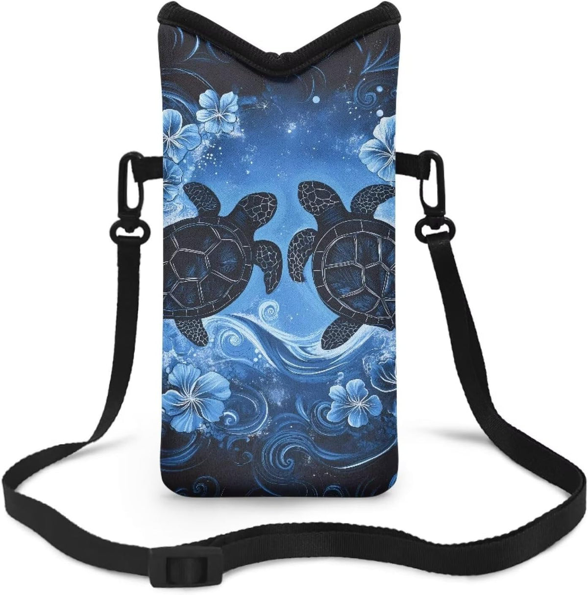Neoprene Cross Body Phone Bag Pouch for Women Men Waterproof Small Crossbody Bag Protective Smartphone Case Pouch for Cellphone, Keys, Earbuds, Passport, Glitter Butterfly Sparkle Blue