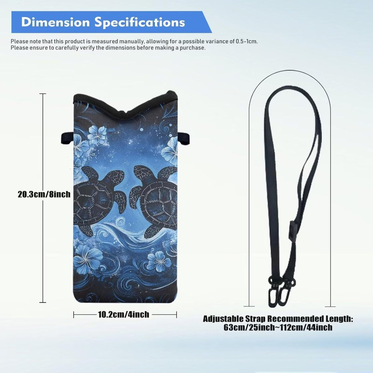 Neoprene Cross Body Phone Bag Pouch for Women Men Waterproof Small Crossbody Bag Protective Smartphone Case Pouch for Cellphone, Keys, Earbuds, Passport, Glitter Butterfly Sparkle Blue