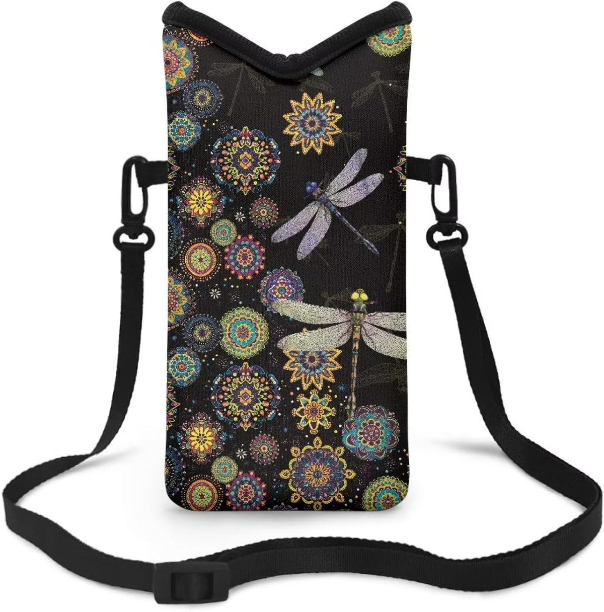 Neoprene Cross Body Phone Bag Pouch for Women Men Waterproof Small Crossbody Bag Protective Smartphone Case Pouch for Cellphone, Keys, Earbuds, Passport, Glitter Butterfly Sparkle Blue