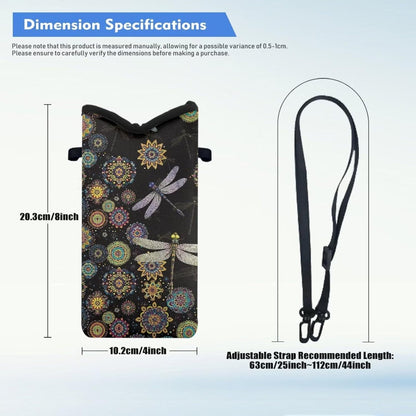 Neoprene Cross Body Phone Bag Pouch for Women Men Waterproof Small Crossbody Bag Protective Smartphone Case Pouch for Cellphone, Keys, Earbuds, Passport, Glitter Butterfly Sparkle Blue