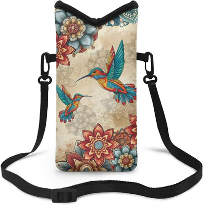 Neoprene Cross Body Phone Bag Pouch for Women Men Waterproof Small Crossbody Bag Protective Smartphone Case Pouch for Cellphone, Keys, Earbuds, Passport, Glitter Butterfly Sparkle Blue