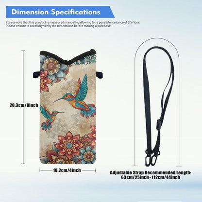 Neoprene Cross Body Phone Bag Pouch for Women Men Waterproof Small Crossbody Bag Protective Smartphone Case Pouch for Cellphone, Keys, Earbuds, Passport, Glitter Butterfly Sparkle Blue