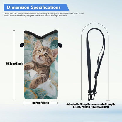 Neoprene Cross Body Phone Bag Pouch for Women Men Waterproof Small Crossbody Bag Protective Smartphone Case Pouch for Cellphone, Keys, Earbuds, Passport, Glitter Butterfly Sparkle Blue